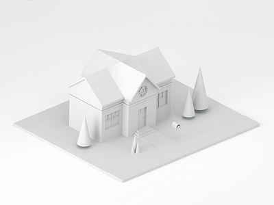 House 3d model house illustration isometry low poly minimalism modeling render white