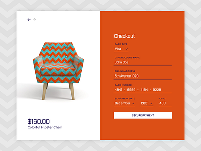 Checkout Form chair checkout daily ui form orange web