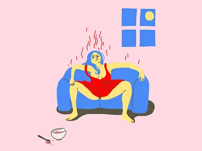 Summer Stickiness couch doodle hot illustration instagram sketch sofa sticky summer warm weather