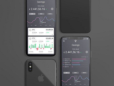 Crypto savings app blockchain colorful crypto cryptowallet dark gradient ios iphone wallet