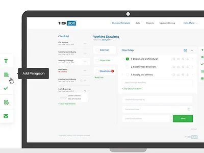 Checklist Creation Page blue checklist white