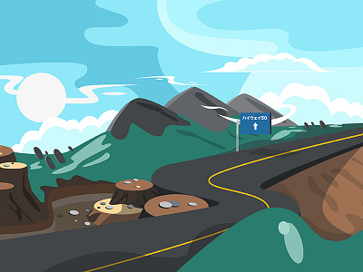 Highway art direction concept design illustration landscape