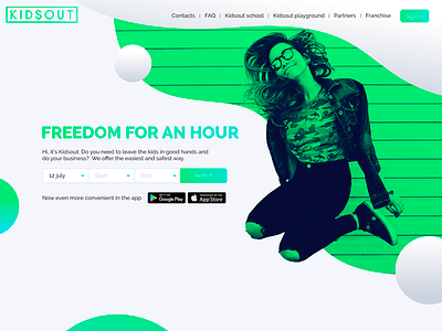 Kidsout - Babysitting service figma illustrator landing photoshop site sketch ui ux web design