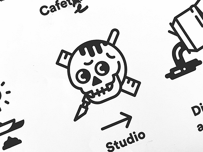 Signage | Studio icon line signage skull