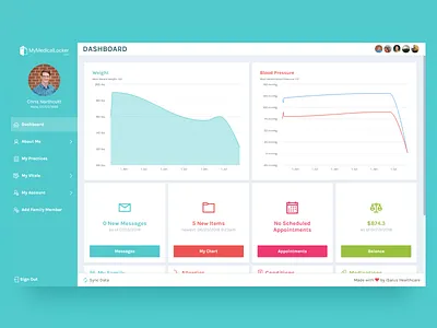 MyMedicalLocker Web App angular dashboard desktop grid patient portal web