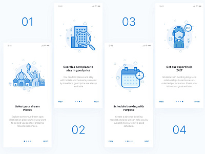 Hotel booking onboarding app booking broadcast hotel illustration intro ios onboarding periscope schedule screen tutorial