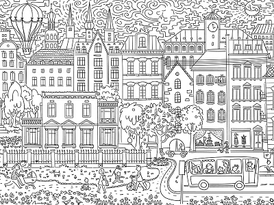 Sketchy city landscape blackandwhite city sketch