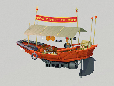 Lunch Break 3d boat c4d food lowpoly multipass scifi