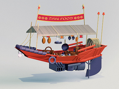 Lunch Break 02 boat c4d cinema4d lowpoly lunch multipass