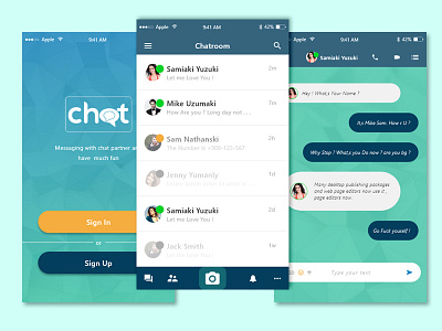 cha@t chat massanger mobile app ui ui design ux