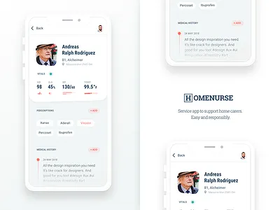 Homenurse - Patient page app healthcare homecare ui ux