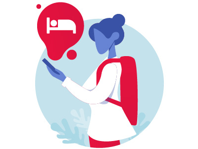 Find an accomodation. austratlia character coursepal flat game graduates hostel illustration interface search vector visualdesign