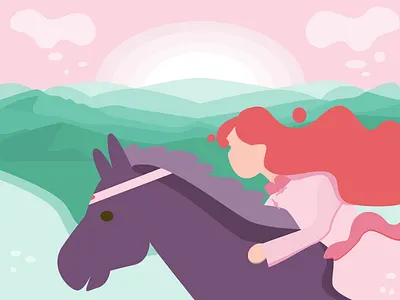 Nomadic Dream horizon horse people pink