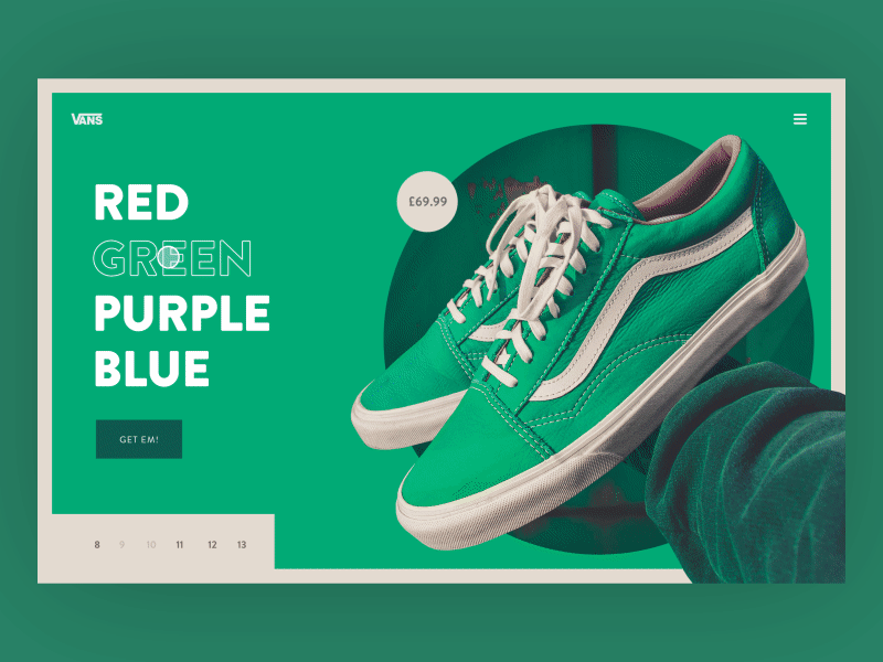 Vans Colour Picker colour fashion shoes ui ux web web design