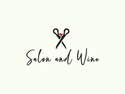 Salon and Wine classy drink hair hair salon hairstyle luxury modern negative space salon scissors script wine
