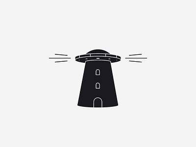 Logo Challenge | UFO Lighthouse beam dailylogo dailylogochallenge flat lantern light lighthouse logo logomark logotype ufo