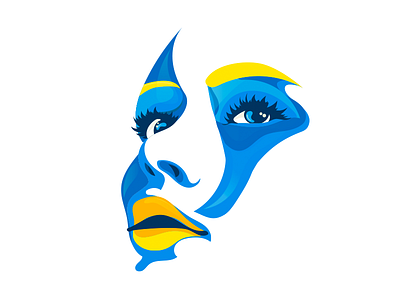 Blue Girl abstract communication data digital face future head human tech