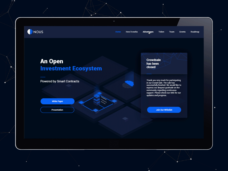 NOUS | Redesign – Process block chain desktop ico site technology ui ux web