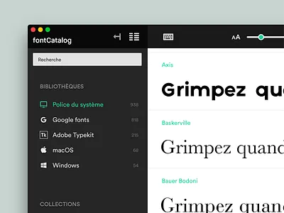 fontCatalog - Font management application app application design explorer fontbook fontcatalog management manager organize preview typeface ui