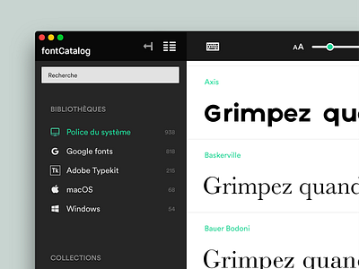 fontCatalog - Font management application app application design explorer fontbook fontcatalog management manager organize preview typeface ui