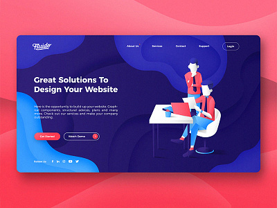 Fluido Website Header branding device gradient hero laptop sketch slider tech ui ux web website