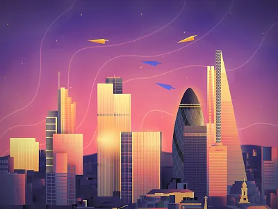 Tomorrow's World city cityscape dream illustration london rose rosy