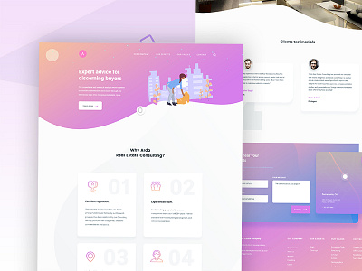 My first shot ! -Real Estate company web UI concept creative freebie freebies gradient landing realestate ui uiux ux web website