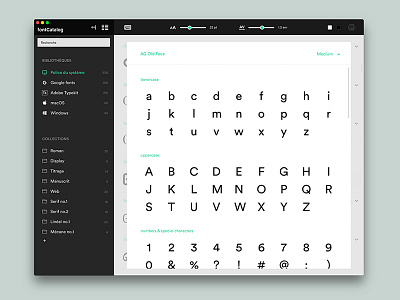 fontCatalog - Font management application app application design explorer fontbook fontcatalog management manager organize preview typeface ui