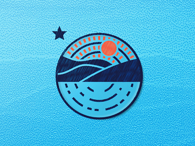 You're my boy, Blue badge blue blue ridge mountains lake mountains north carolina patch rays star sun water