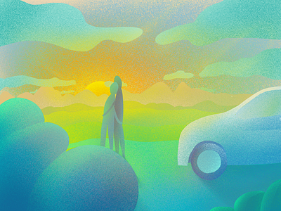 Sunshine and love artwork color design drawing graphic illustration ipad landscape noise procreate sun sunset