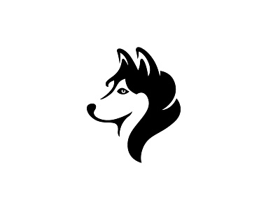 Husky animal dog husky logo mark negative space symbol