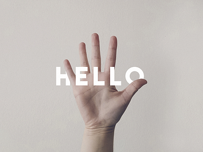 Hello again clean graphic design hand hello logo minimal neutral pale type wave white