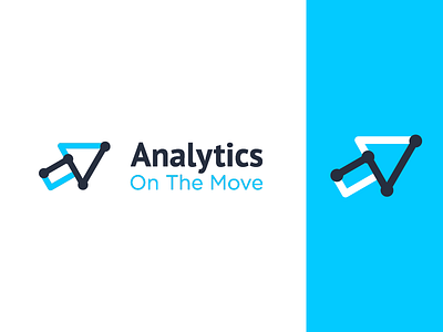 Analytics On The Move action blue brand branding colors create creative logo move portfolio stats white