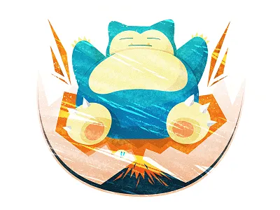 Snorlax eruption chinese chineseidiom design flat fourchars hiwow idiom illustration pokemon vector volcano
