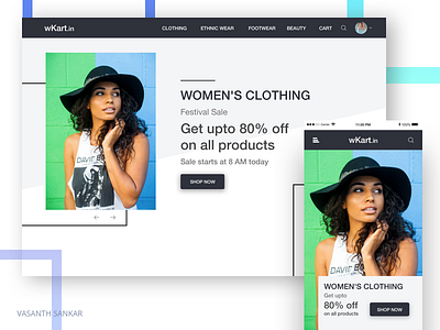 Wkart - Landing Page design kart landing online page sale shopping store ui wkart women