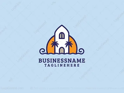 Vacation Island beach cozy design estate hotel logo real sea sunnywater tourism touristic