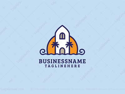 Vacation Island beach cozy design estate hotel logo real sea sunnywater tourism touristic