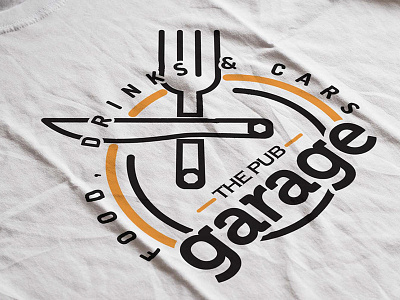 The Pub Garage Logo car drink food garage logo design pub