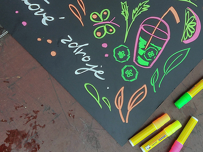 Freestyle illustrations and typo caligraphy chalk chalkmarker colourful freestyle fresh handmade illustration lemonade markers signboard typo