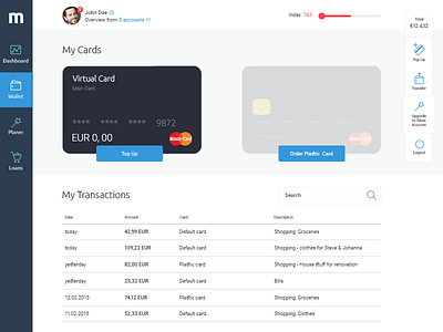 Wallet finance payment card ui design wallet