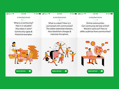 Join.Chat Article Covers character character design crypto crypto currency flat illustration interaction design landing page mobile app typography ui web