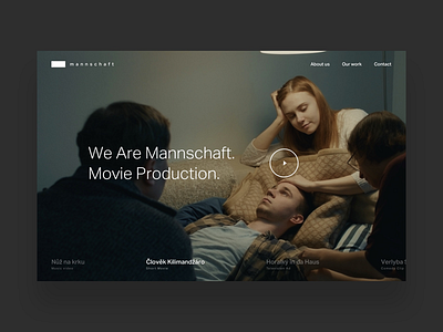 Mannschaft Landing Page clean film homepage landing layout minimal minimalism movie play production web website