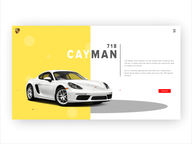 Porsche Cayma 718 - Website Design automotivedesign conceptualdesign interactivedesign porschecars uidesign uiux website