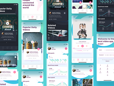 Video App mobile app design animation web design branding app cards friends ios iphone keyboard login map mobile mobile app design ui ux video world