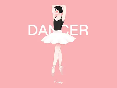 Ballet girl ballet black dancer girl happy illustrations pink short skirt summer vest white