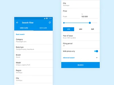 Search filter app auto design interface material messenger mobile search ui ux
