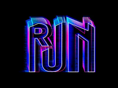RUN design futurism gradient lettering type typography