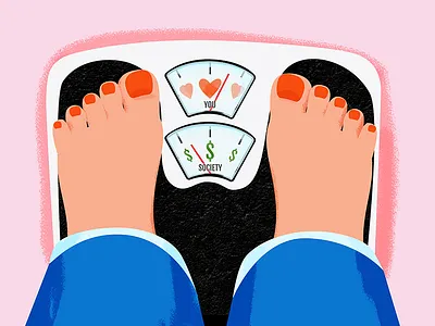 Weight Society Money 2d character color creative digital doodle editorial fun graphic design illustration illustrator vector