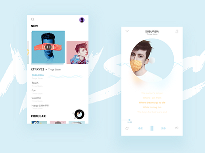 music player album blue clean music player simple troye sivan