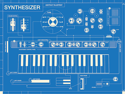 Synthesizer [Abstract] Blueprint abstract blueprint digital keyboard piano synthesizer